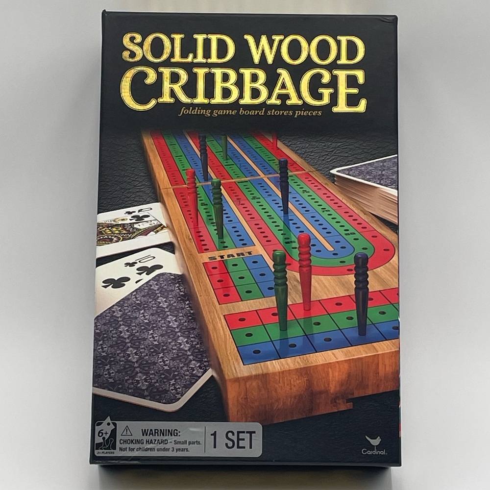 Cribbage Game Solid Wood Folding Board Spin Master Open Box
